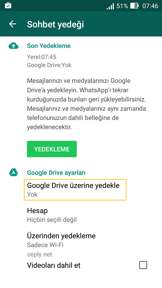 WhatsApp: Google Drive Üzerinde Nasıl Yedeklenir? 2 WhatsApp: Google Drive Üzerinde Nasıl Yedeklenir?